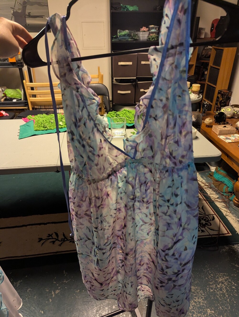 Vintage - Sheer Lavender Floral Chemise Nightdress - Women Intimates